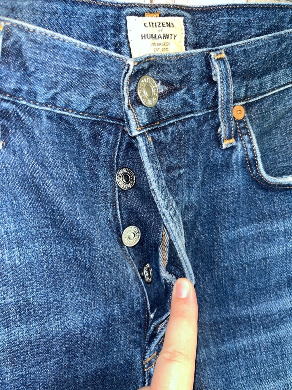 Citizens of Humanity Liya High Rise Classic Fit Crop Jeans Distressed Blue Denim - Picture 6 of 11